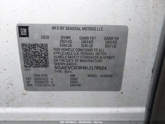 Buick Enclave Awd Avenir 2019 5GAEVCKW4KJ176624 Image 9