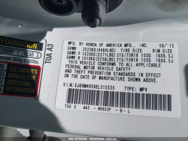 5J6RM4H38EL010535 Honda CR-V LX