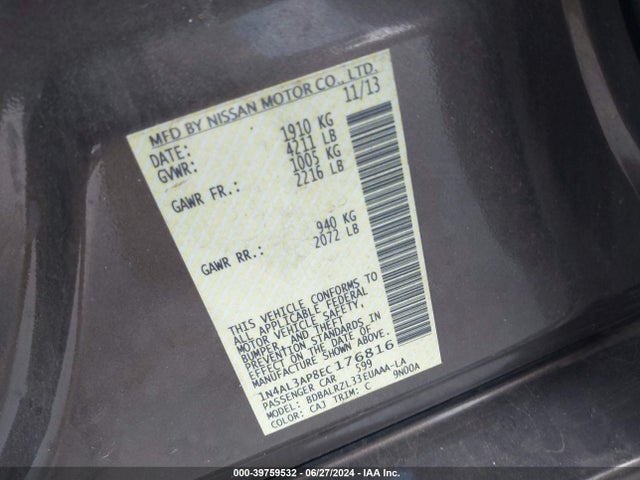 Nissan Altima 2.5 S 2014 1N4AL3AP8EC176816 Image 9