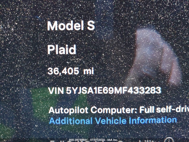 Tesla Model S Plaid Tri Motor All-wheel Drive 2021 5YJSA1E69MF433283 Image 7