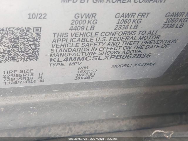 KL4MMCSLXPB062836 Buick Encore Gx Preferred Awd