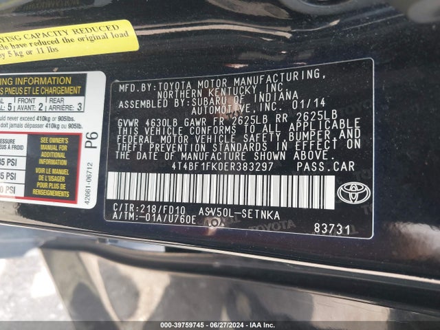 Toyota CAMRY LE 2014 4T4BF1FK0ER383297 Image 9