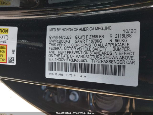 1HGCV1F46MA005574 Honda Accord Sport Special Edition