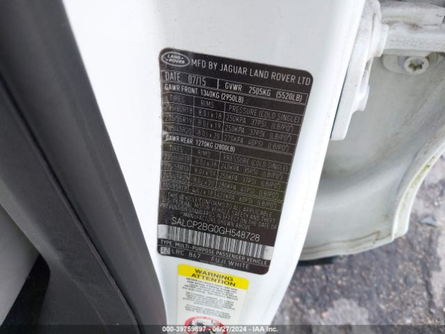SALCP2BG0GH548728 Land Rover Discovery Sport Se