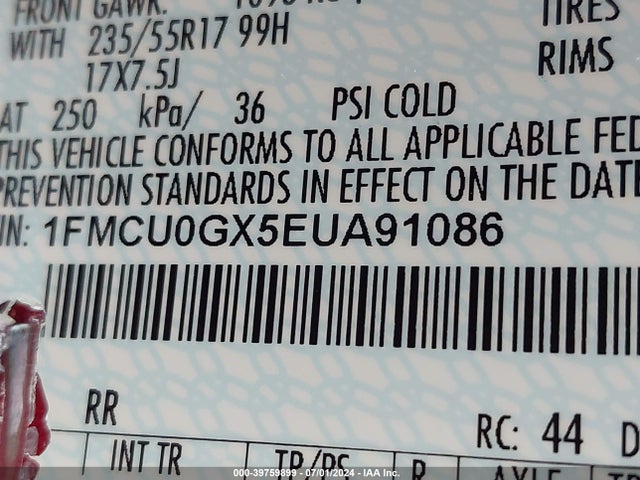 Ford ESCAPE SE 2014 1FMCU0GX5EUA91086 Image 9