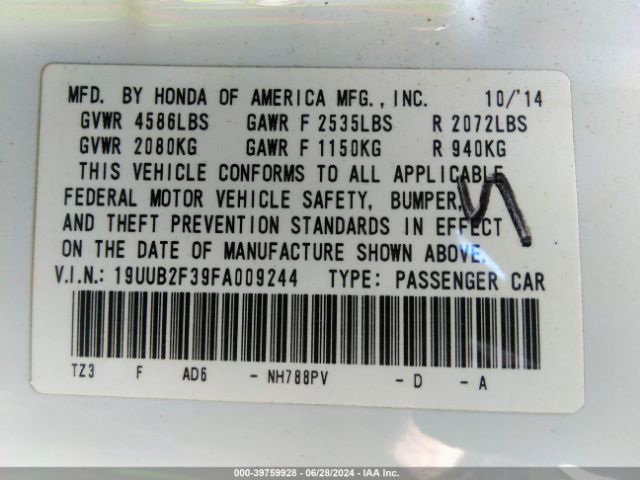 19UUB2F39FA009244 Acura Tlx V6
