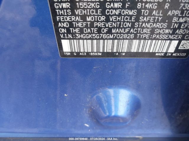 3HGGK5G76GM702826 Honda FIT EX