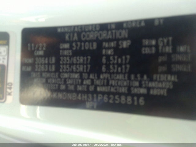 KIA Carnival Mpv Lx 2023 KNDNB4H31P6258816 Image 9