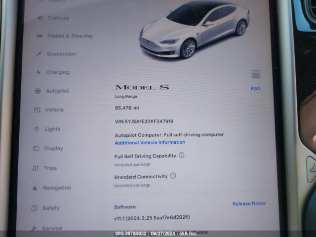 5YJSA1E20KF347919 Tesla Model S 100d/75d/long Range/standard Range