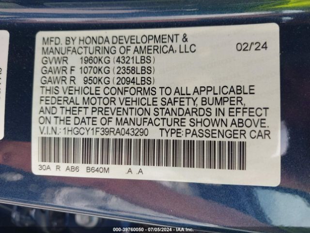 2024 HONDA ACCORD 1HGCY1F39RA043290 Photo 8
