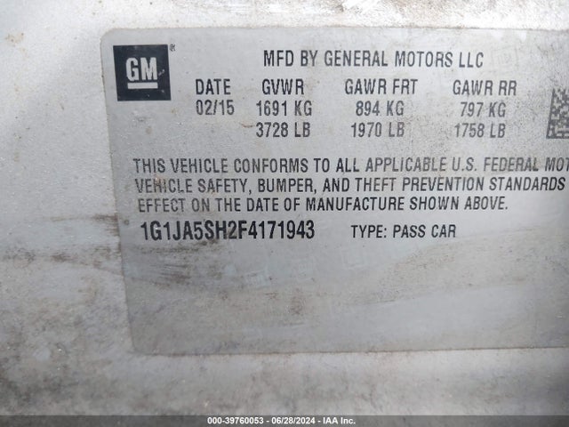 1G1JA5SH2F4171943 Chevrolet Sonic Ls Auto