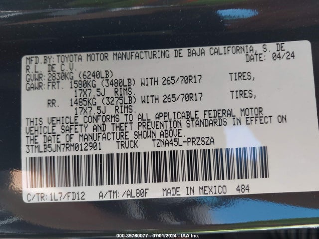 Toyota Tacoma Trd Off Road 2024 3TMLB5JN7RM012901 Image 9