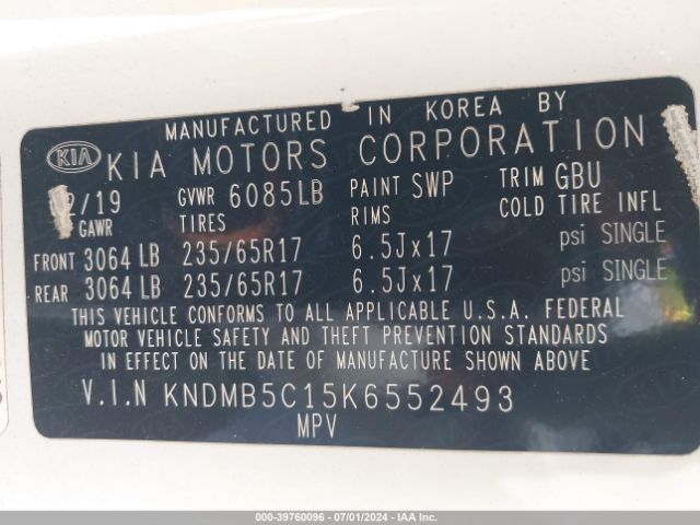 KNDMB5C15K6552493 KIA SEDONA LX