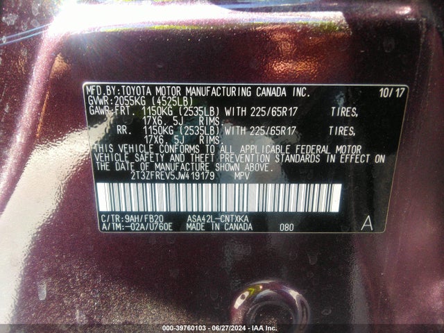 Toyota RAV4 LE 2018 2T3ZFREV5JW419179 Image 9
