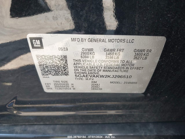 5GAEVAKW2KJ296510 Buick Enclave Awd Essence