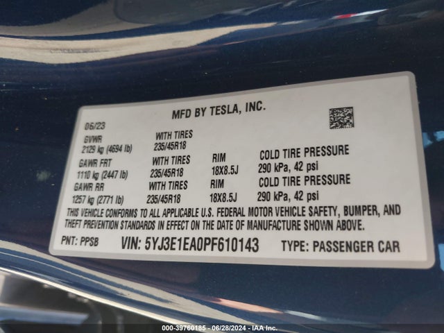 2023 TESLA MODEL 3 5YJ3E1EA0PF610143 Photo 8