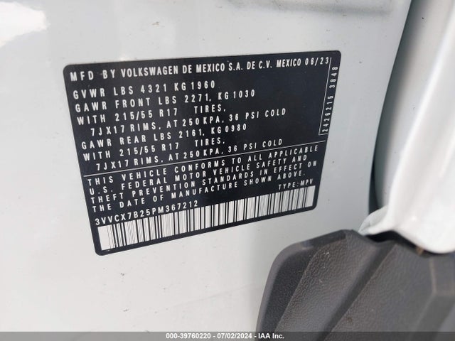 3VVCX7B25PM367212 Volkswagen Taos 1.5t S