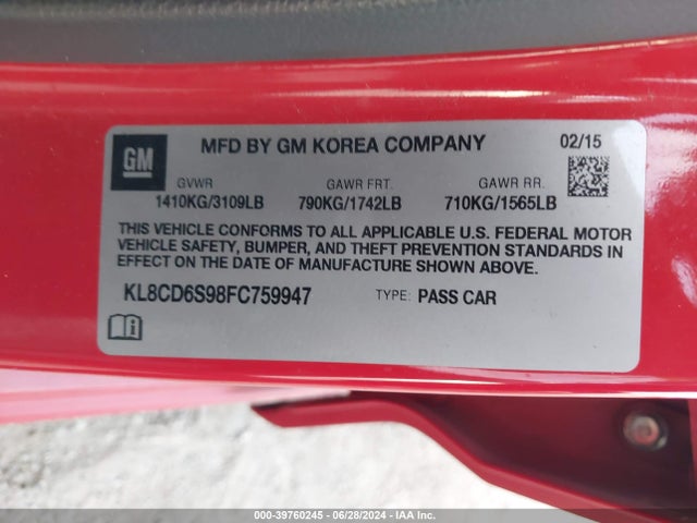 Chevrolet Spark 1lt Cvt 2015 KL8CD6S98FC759947 Image 9