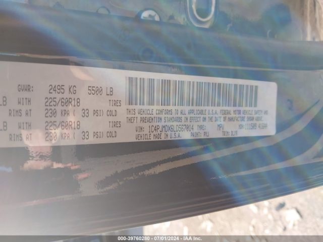 1C4PJMDX6LD567014 Jeep Cherokee Limited 4x4