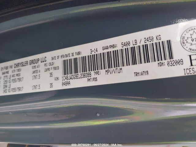 1C4BJWDG9EL238399 Jeep Wrangler Unlimited Sport