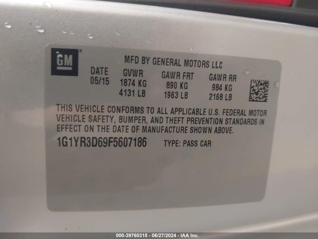 Chevrolet Corvette Z06 2015 1G1YR3D69F5607186 Image 9