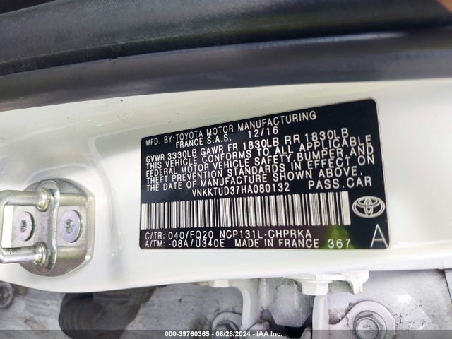 VNKKTUD37HA080132 Toyota YARIS L
