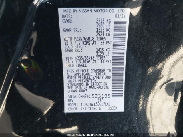5N1AL0MN7FC523195 Infiniti QX60