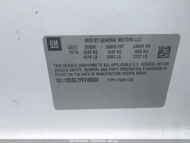 1G11D5SL7FF248998 Chevrolet MALIBU 2LT