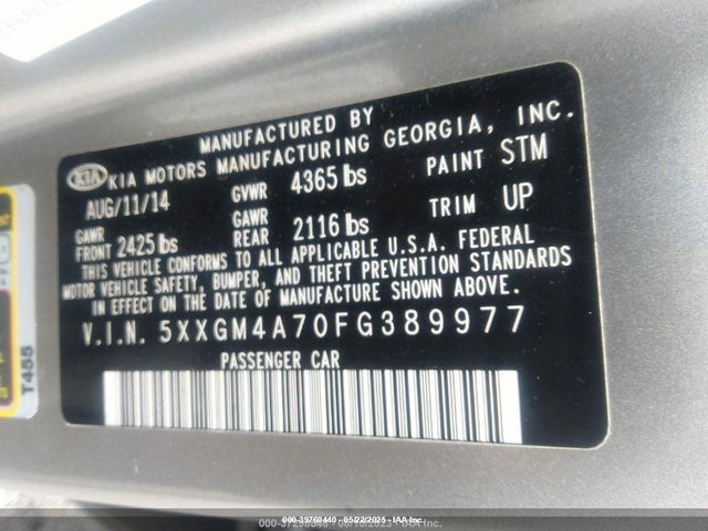 5XXGM4A70FG389977 KIA dohc gdi theta ii