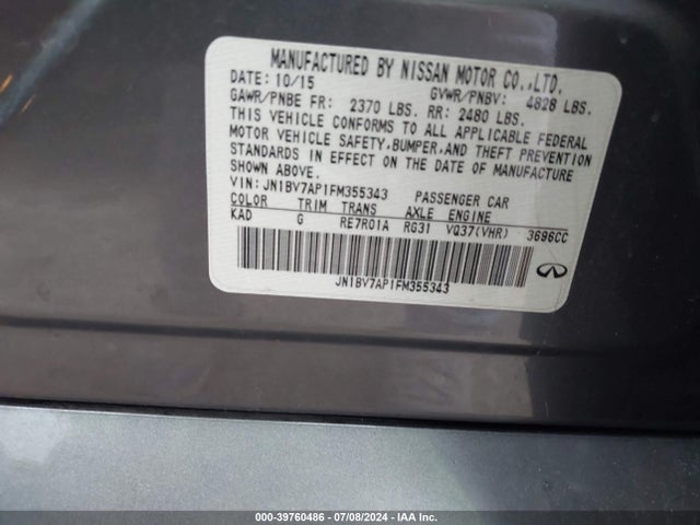 JN1BV7AP1FM355343 Infiniti Q50 Premium