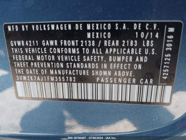 3VW2K7AJ1FM355782 Volkswagen Jetta 2.0l S