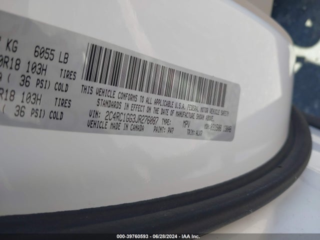 2C4RC1GG3JR276087 Chrysler Pacifica Limited
