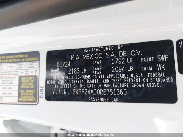 KIA Forte Lxs 2024 3KPF24AD0RE751360 Image 9