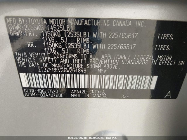 Toyota RAV4 LE 2016 2T3ZFREV3GW264849 Image 9