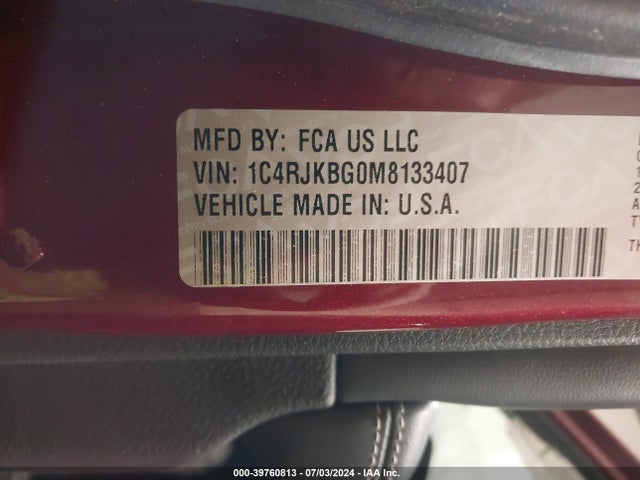 1C4RJKBG0M8133407 Jeep Grand Cherokee L Limited 4x4