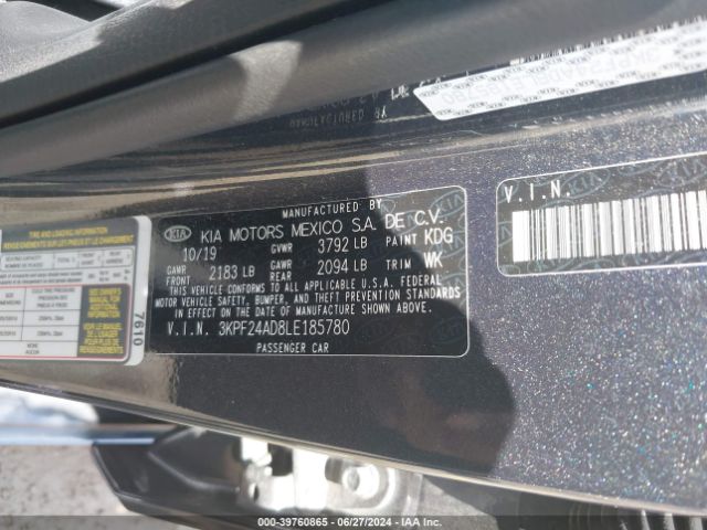 3KPF24AD8LE185780 KIA Forte Lxs