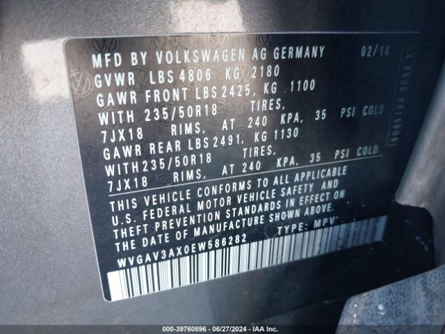 WVGAV3AX0EW586282 Volkswagen TIGUAN SE