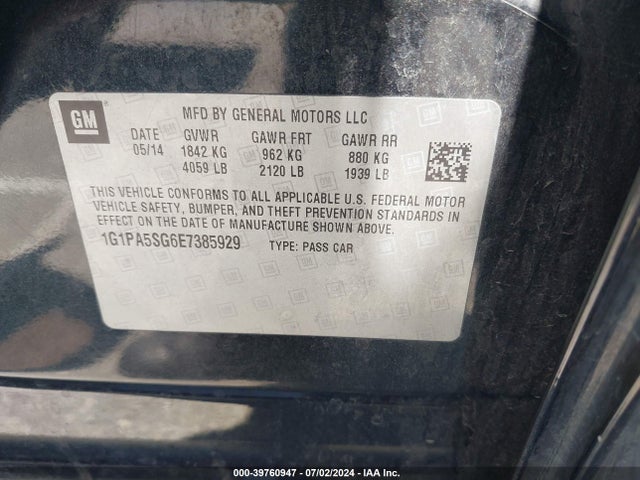 Chevrolet Cruze Ls Auto 2014 1G1PA5SG6E7385929 Image 9