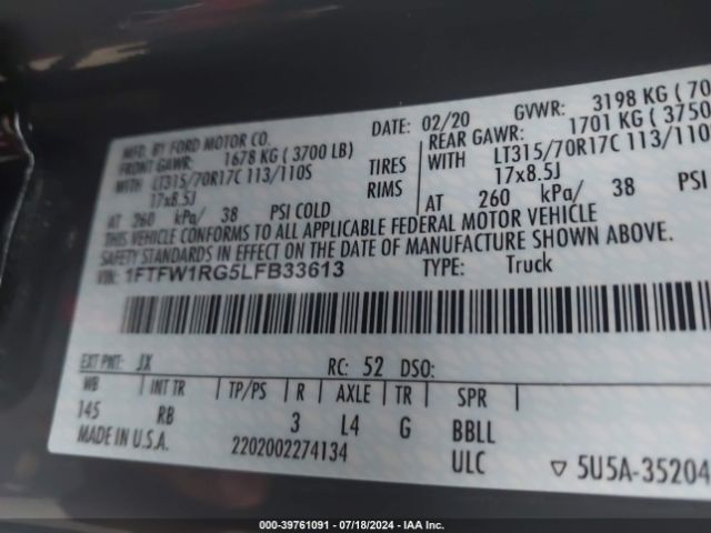 2020 FORD F-150 1FTFW1RG5LFB33613 Photo 8
