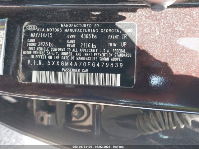 5XXGM4A70FG479839 KIA Optima Lx