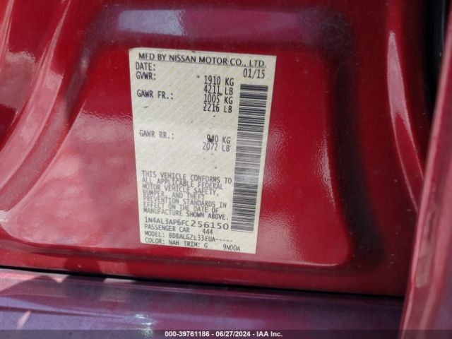 1N4AL3AP6FC256150 Nissan Altima 2.5/2.5 S/2.5 Sl/2.5 Sv