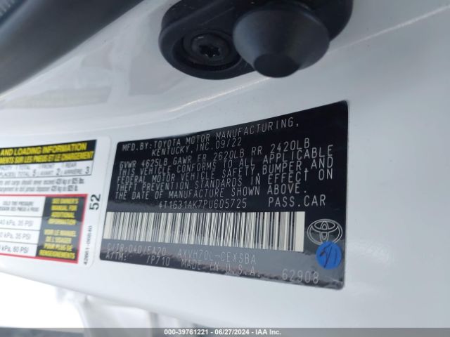 4T1G31AK7PU605725 Toyota Camry Se Hybrid