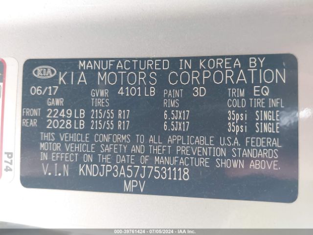 KNDJP3A57J7531118 KIA SOUL +