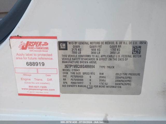 GMC Sierra 1500 Slt 2014 3GTP1VEC0EG486694 Image 9