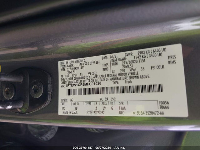 Ford F-150 Xlt 2021 1FTEW1CP5MFC01026 Image 9