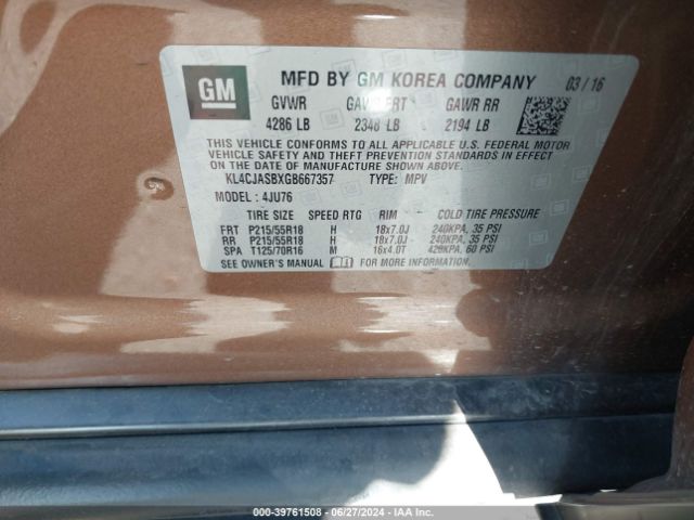 KL4CJASBXGB667357 Buick Encore