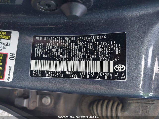 Toyota Corolla S Plus 2016 5YFBURHE9GP456578 Image 9