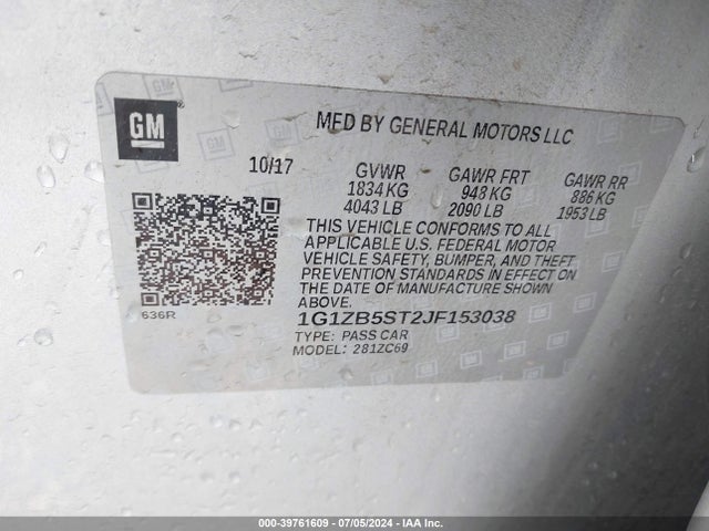 Chevrolet Malibu 1ls 2018 1G1ZB5ST2JF153038 Image 9