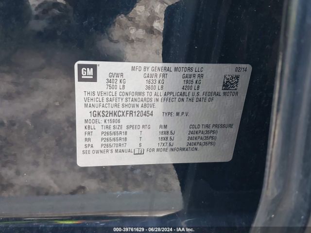 1GKS2HKCXFR120454 GMC Yukon Xl 1500 Slt