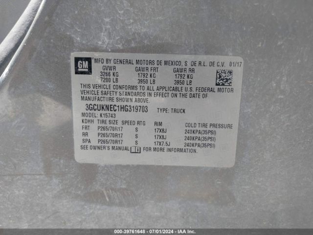 3GCUKNEC1HG319703 Chevrolet Silverado 1500 Ls